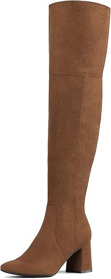 DREAM PAIRS Women’s Thigh High Over the Knee Fashion Chunky Heel Long Boots | Amazon (US)