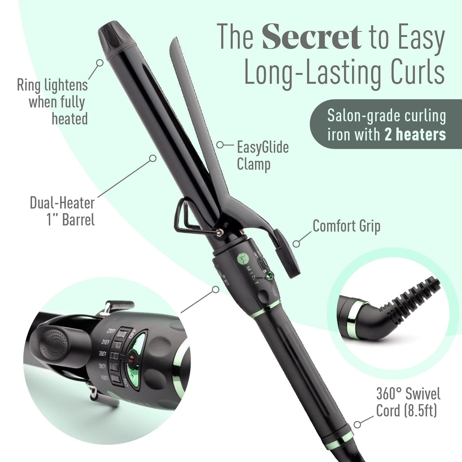 Curling Iron 1 Inch Easy Long-Lasting Curls - Professional Hair Curler/Waver for Beach Waves, Curls  | Amazon (CA)