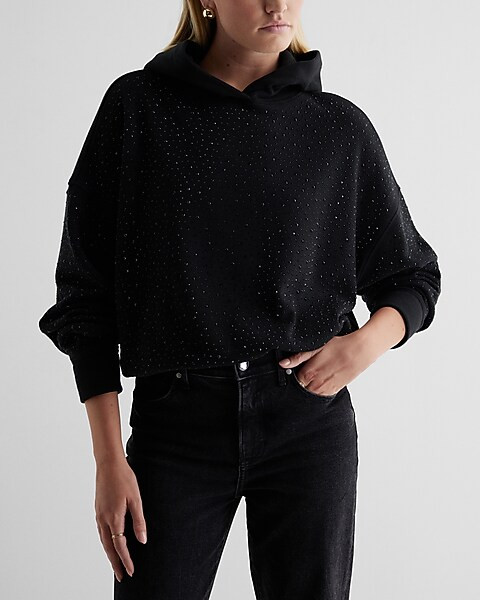 Crystal Embellished Fleece Hoodie | Express