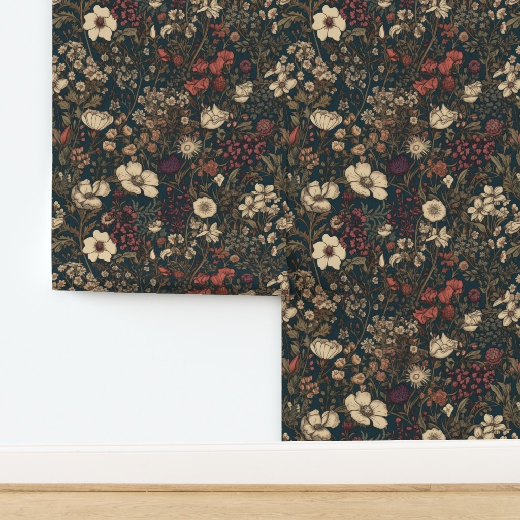Dark Moody Floral Pattern Wallpaper | Spoonflower | Spoonflower
