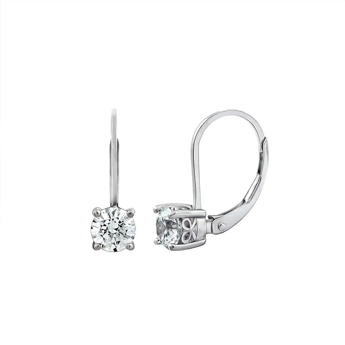Amazon Collection Platinum-Plated Sterling Silver Infinite Elements Zirconia Leverback Earrings | Amazon (US)