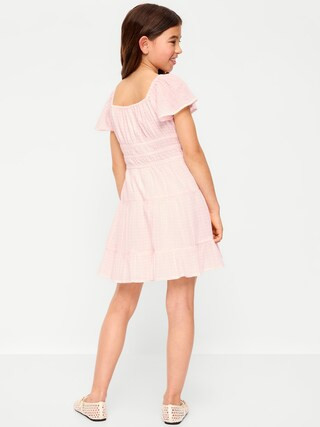 Fit and Flare Crinkle Gauze Tiered Dress for Girls | Old Navy (US)