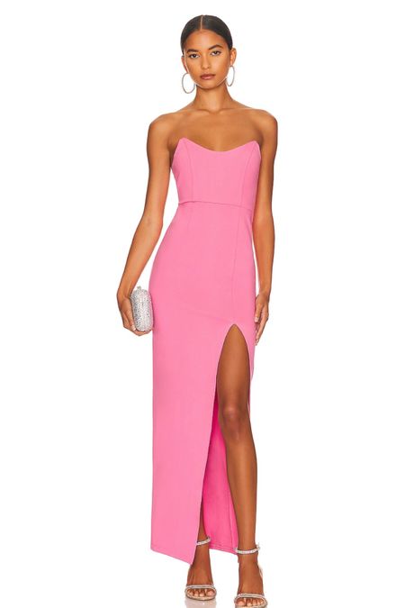 This strapless pink dress with a slit is so cute! Perfect formal spring wedding guest dress or Valentine’s dress

#LTKwedding #LTKunder100