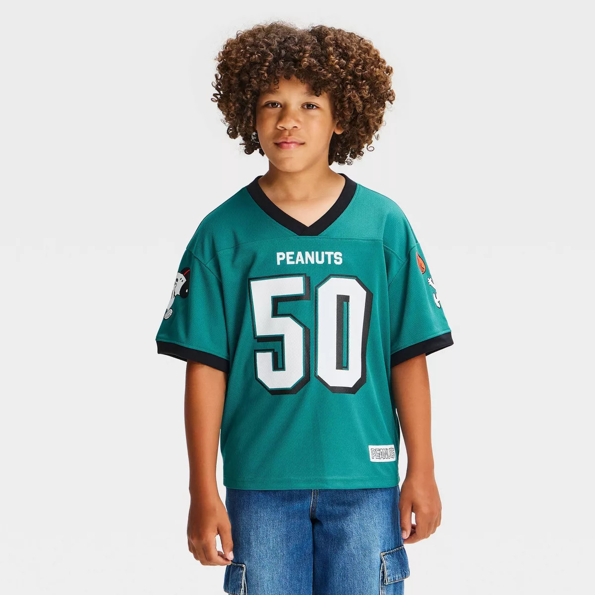 Boys' Peanuts Snoopy Football Jersey - Midnight Green XS | Target