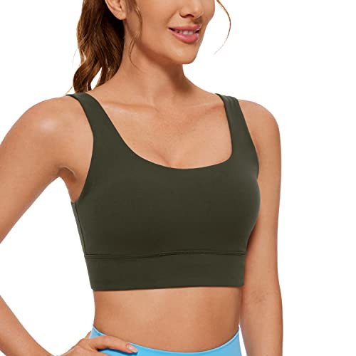 CRZ YOGA Butterluxe U Back Longline Sports Bras for Women - Scoop Neck Padded Yoga Workout Crop T... | Amazon (US)