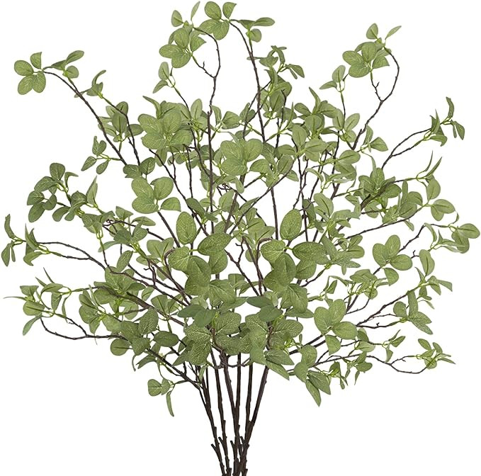 6 pcs Artificial Greenery Stems, 41.3’’ Tall Fake Plants Branches Faux Greenery Ficus Twig Le... | Amazon (US)