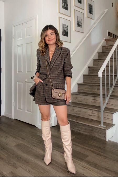 NSALE picks✨✨✨ this Steve Madden set is so chic! Highly recommend it! I’m wearing size small in the blazer, size xs in the shorts. 
Also love these boots! They are 40% off! 

#LTKxNSale #LTKSeasonal #LTKshoecrush