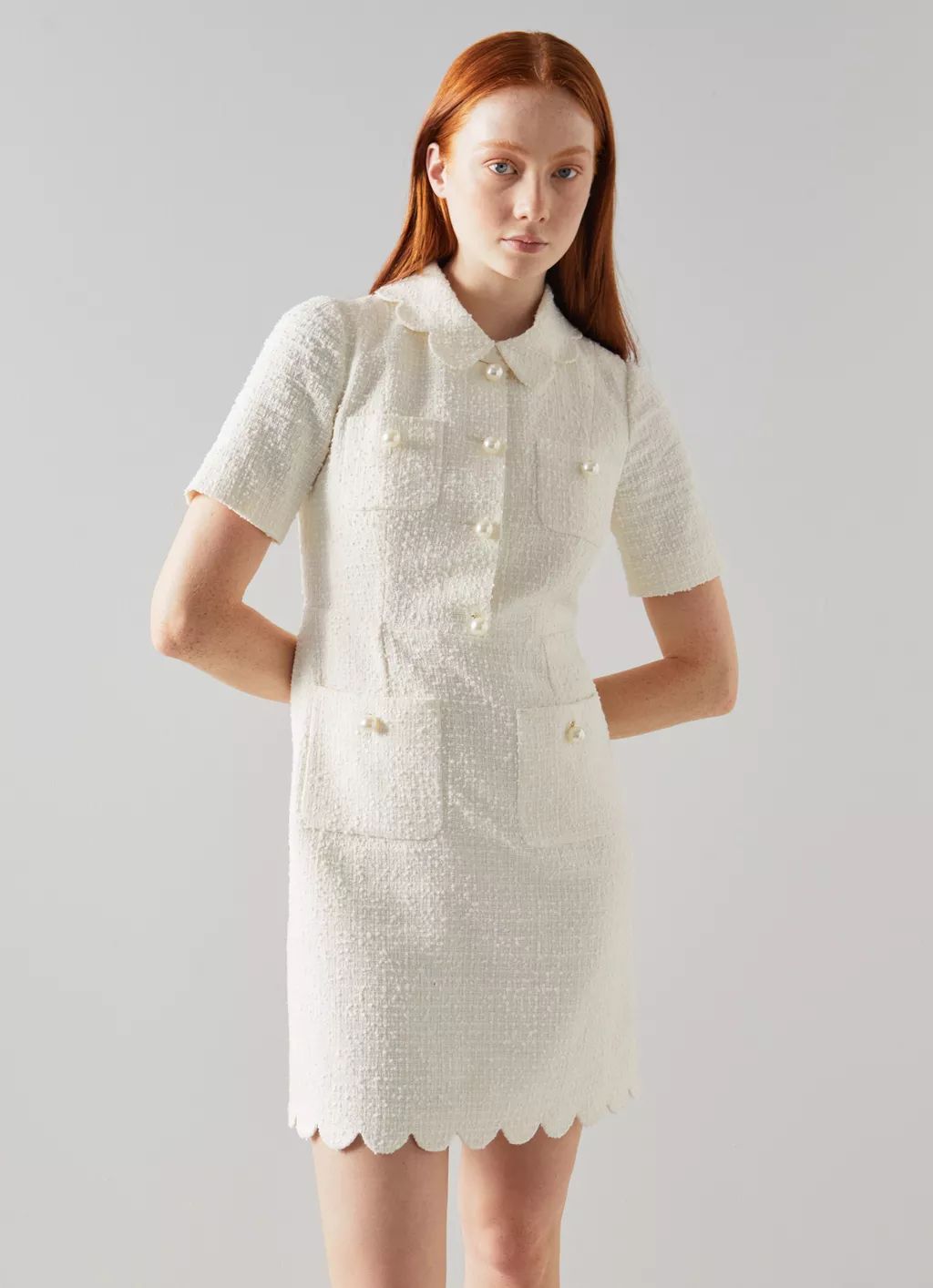 Venetia Cream Tweed Scallop Edge Dress | L.K. Bennett (UK)