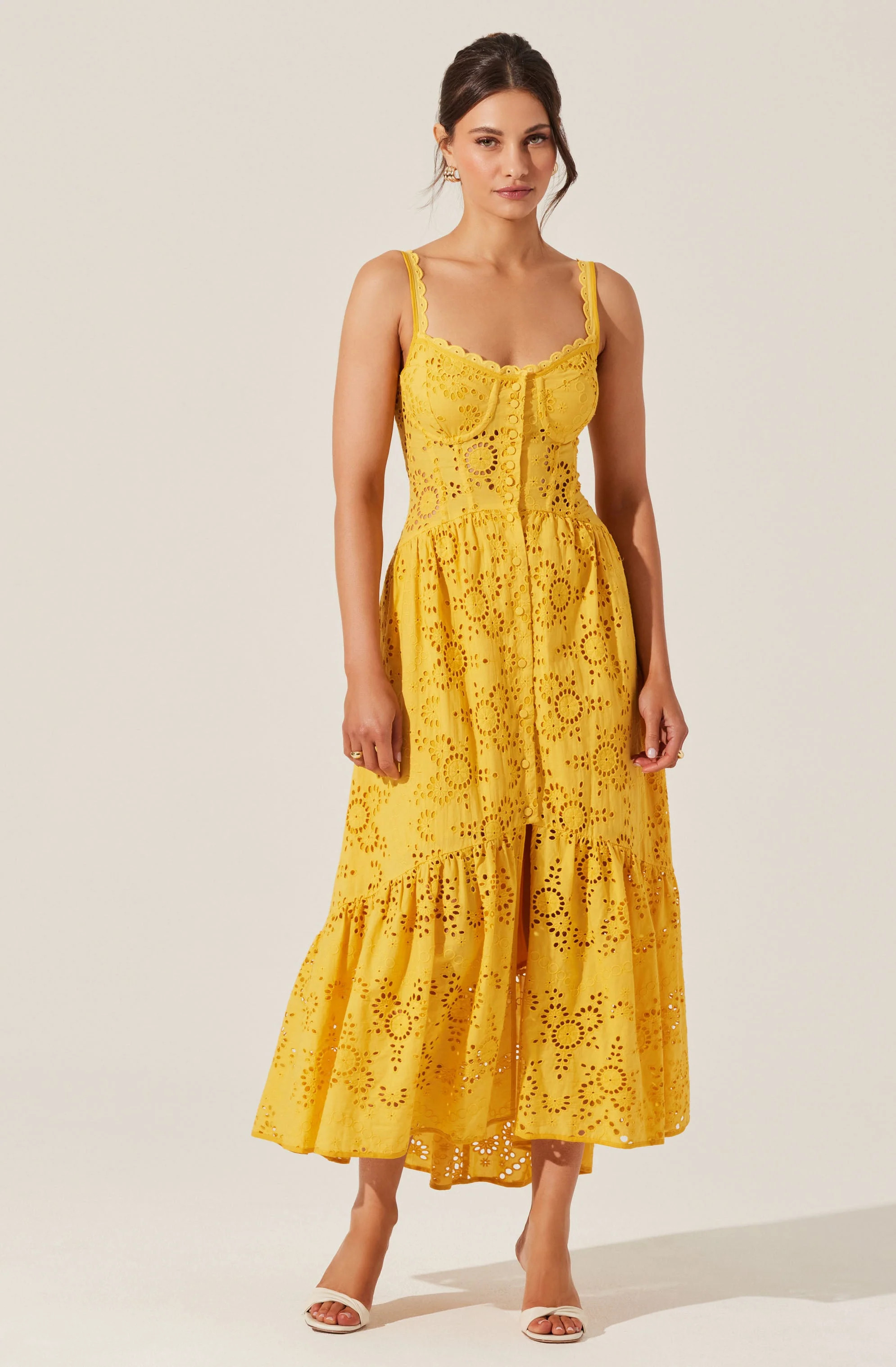 Yamila Eyelet Corset Midi Dress | ASTR The Label (US)