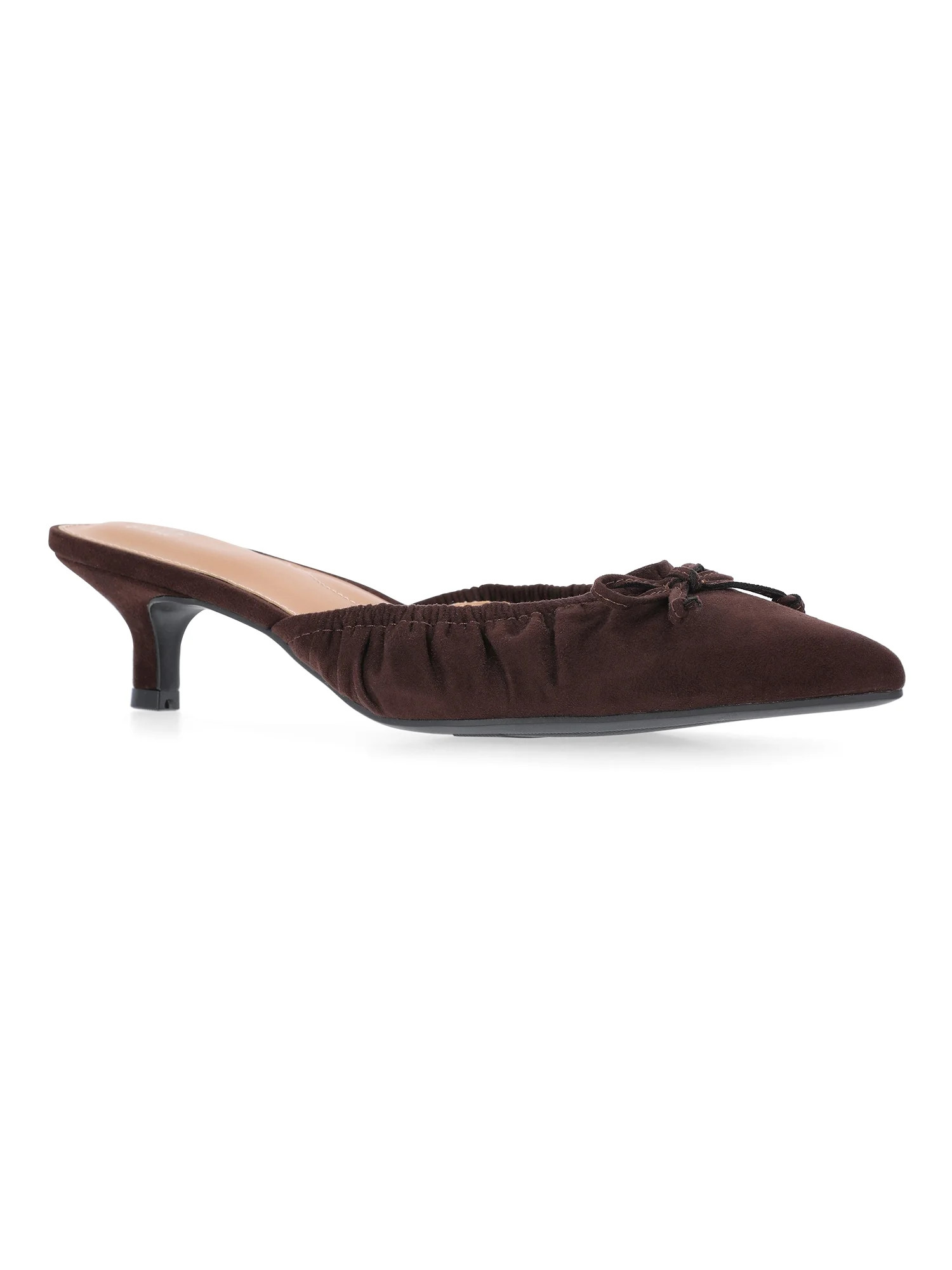Time and Tru Women's Faux Suede Kitten Heel Mules | Walmart (US)