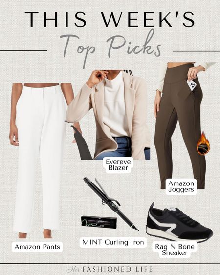 This Week’s Top 5 Picks!

Amazon Pants
Evereve Blazer 
Amazon Joggers
MINT Curling Iron 
RAG N Bone

#LTKMostLoved #LTKstyletip #LTKfindsunder50