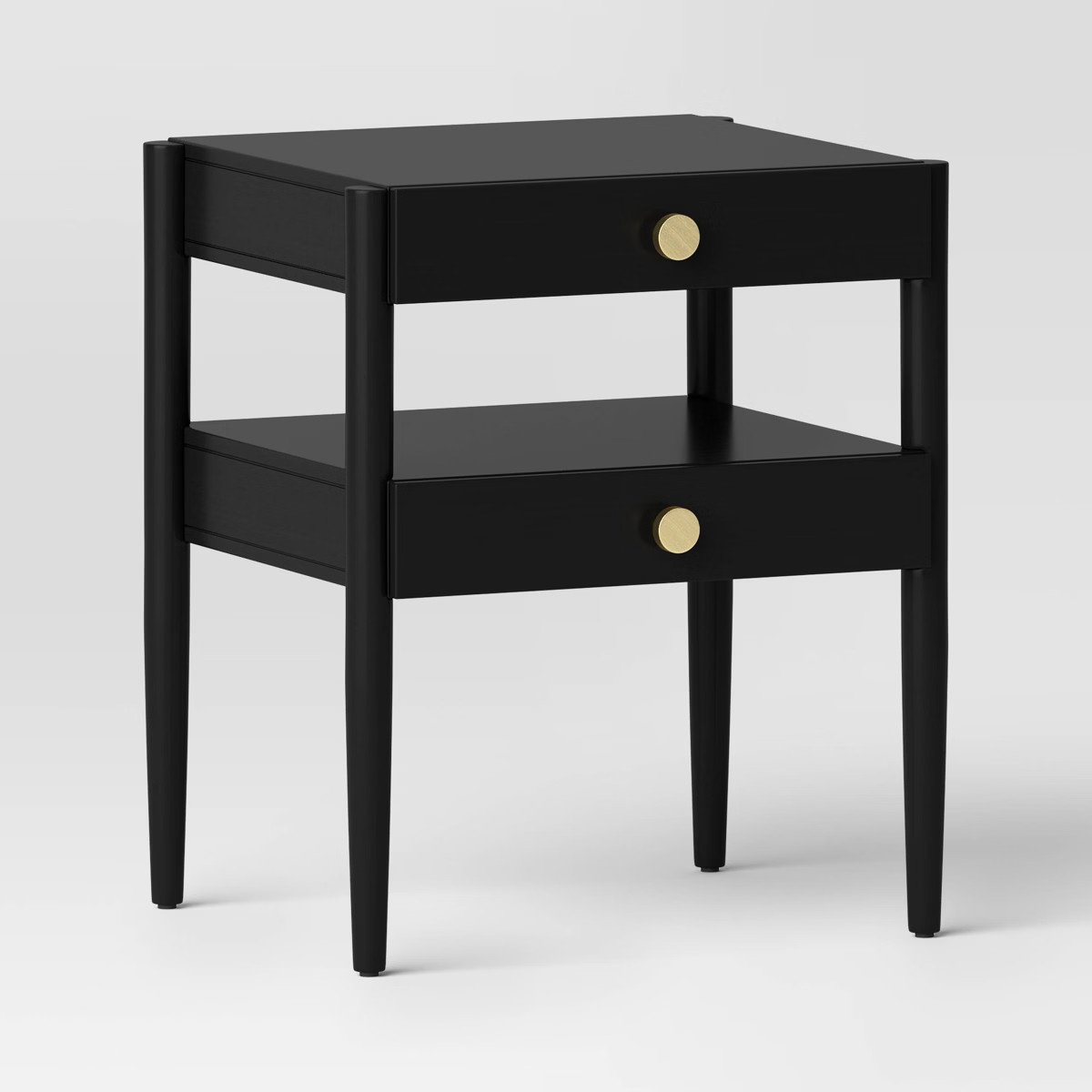 2 Drawer Nightstand Charcoal Gray - Threshold™: Wood Bedside Table, Gold-Tone Knobs, Square Sha... | Target
