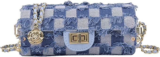 Chloe soo Shoulder Bag for Women Blue Retro Classic Purse Clutch Shoulder Denim/Square/Flower/Wea... | Amazon (US)