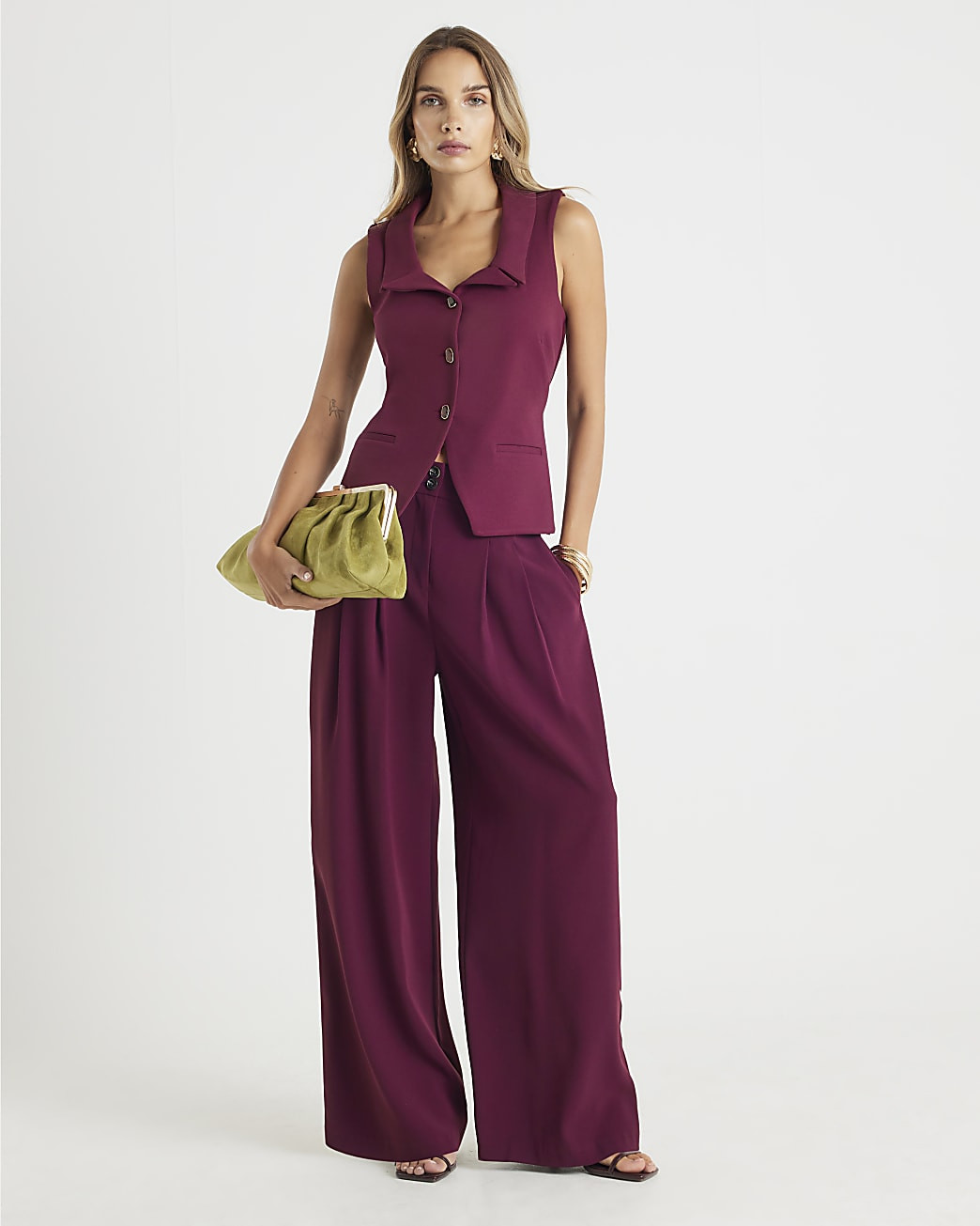 Purple Sleeveless Lapel Waistcoat | River Island UK & IE