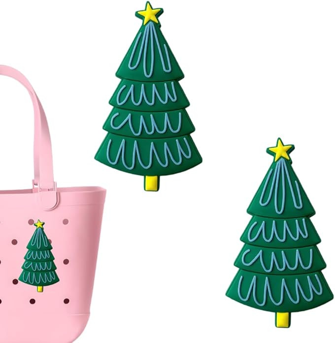 Christmas Tree Charms for Bogg Bag - Set of 2 PVC Rubber Inserts, Compatible With Accessories, Be... | Amazon (US)