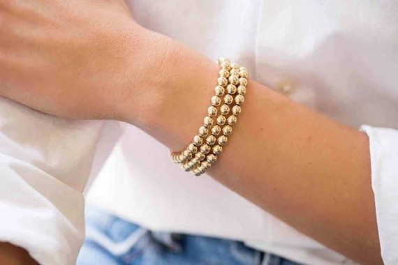 6mm Gold Beaded Bracelet | Etsy (US)