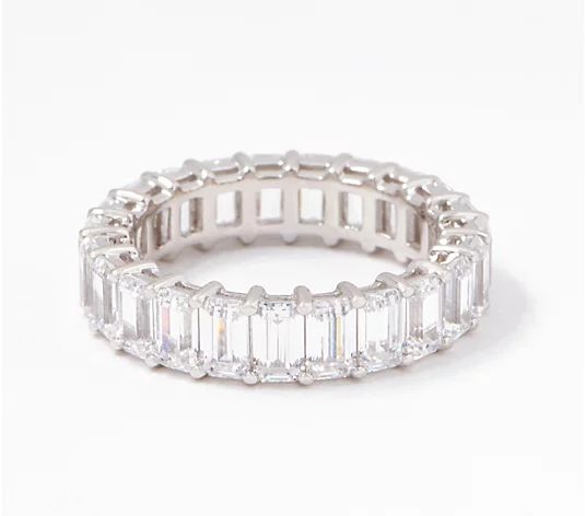 Diamonique Silver Choice Of Cut Eternity Band Ring, Platinum Clad | QVC