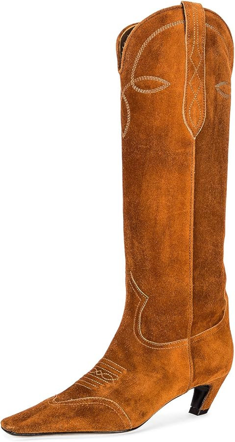 BEAUPAS Women's Cowboy Boots Embroidered Knee High Western Boots Square Toe Kitten Heel Cowgirl T... | Amazon (US)
