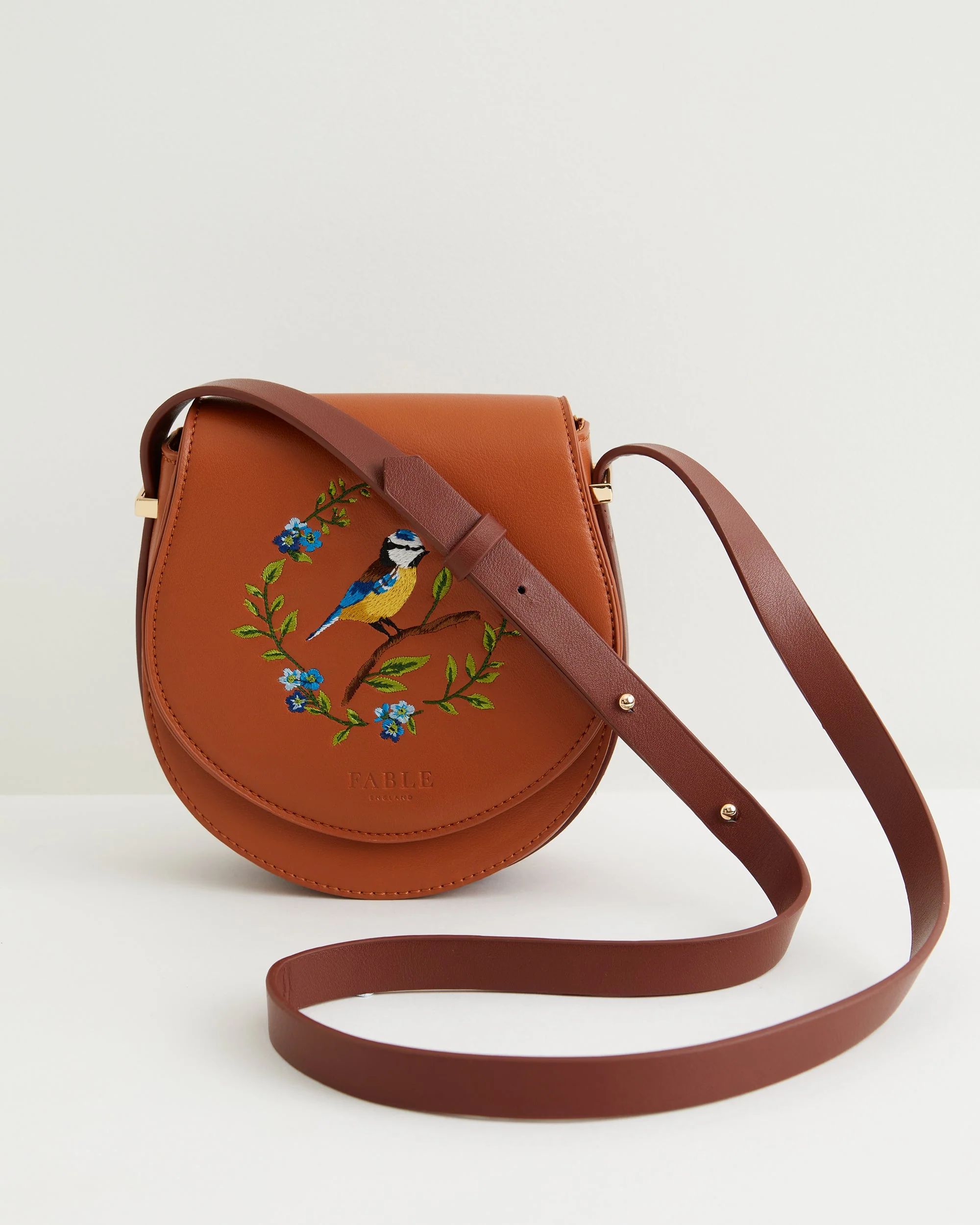 Blue Tit Embroidered Mini Saddle Bag | Fable England