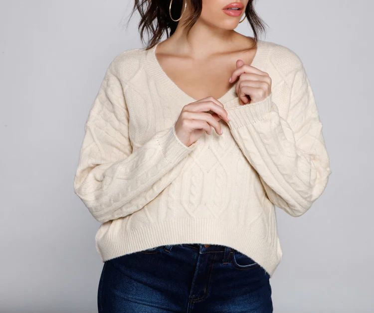 Cute And Cozy Cable Knit Cropped Sweater | Windsor Stores