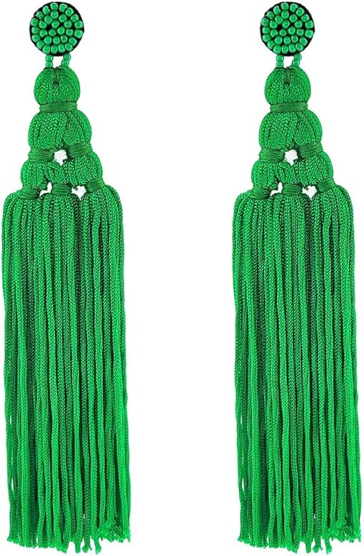 Keseakia Long Tassel Earrings, Big Large Handmade Tassel Dangle Earrings for Women | Amazon (US)