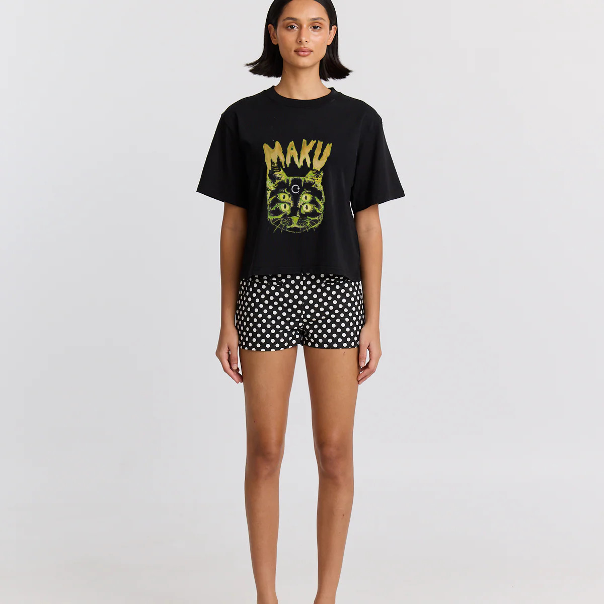 Space Cat Boxy Crop Tee | Maku the Label