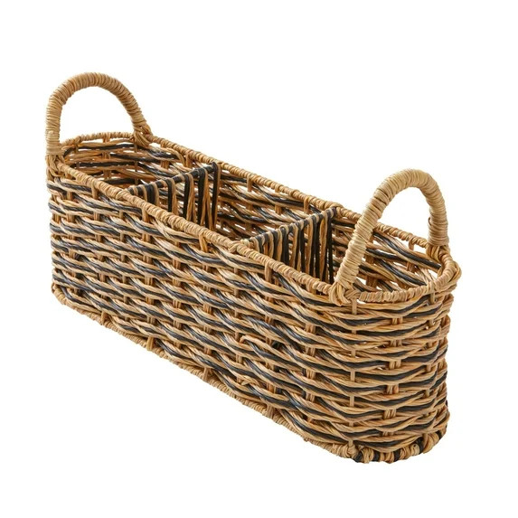 Better Homes & Gardens Beige & Black Resin Rattan Oval Caddy | Walmart (US)