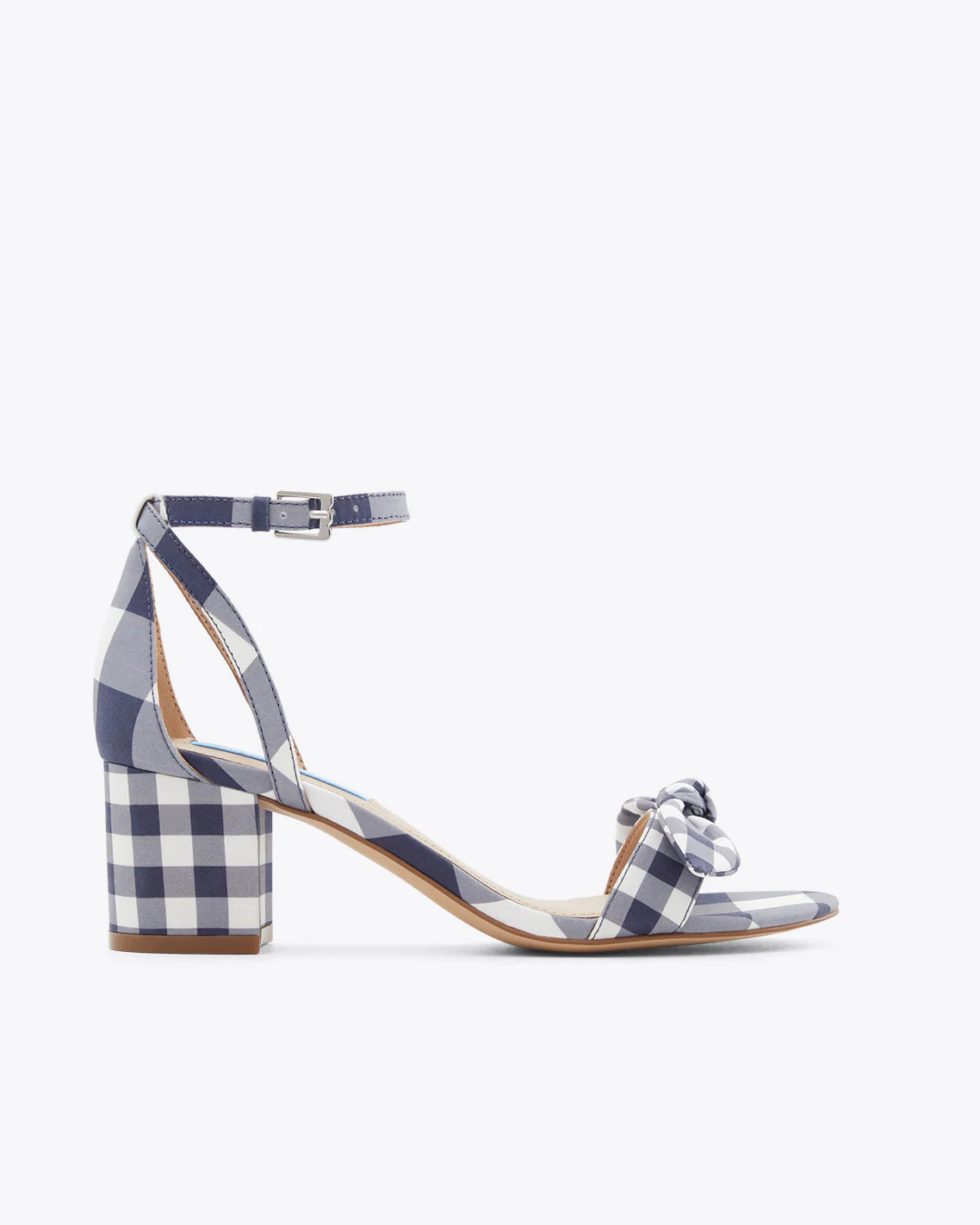 Preston Ankle Strap Heels in Navy Gingham | Draper James (US)