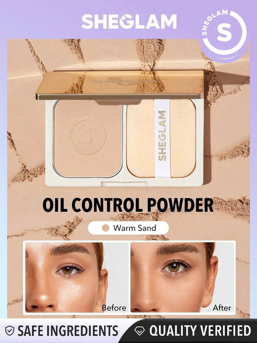 SHEGLAM Light Through Oil Control Powder - Warm Sand  Anti-Oil Pressed Powder Matte Pore-less Lo... | SHEIN
