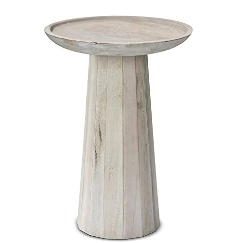 SIMPLIHOME Dayton SOLID MANGO WOOD 13 inch Wide Round Contemporary Wooden Accent Table in White W... | Amazon (US)