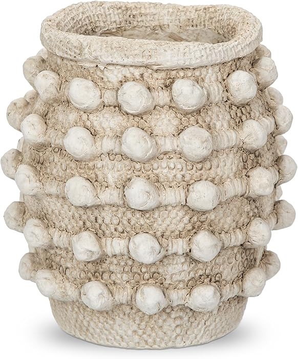 Rustic Farmhouse Vase, Boho Beige Vase for Pampas Grass Small Textured Knotted Vase for Flowers D... | Amazon (US)