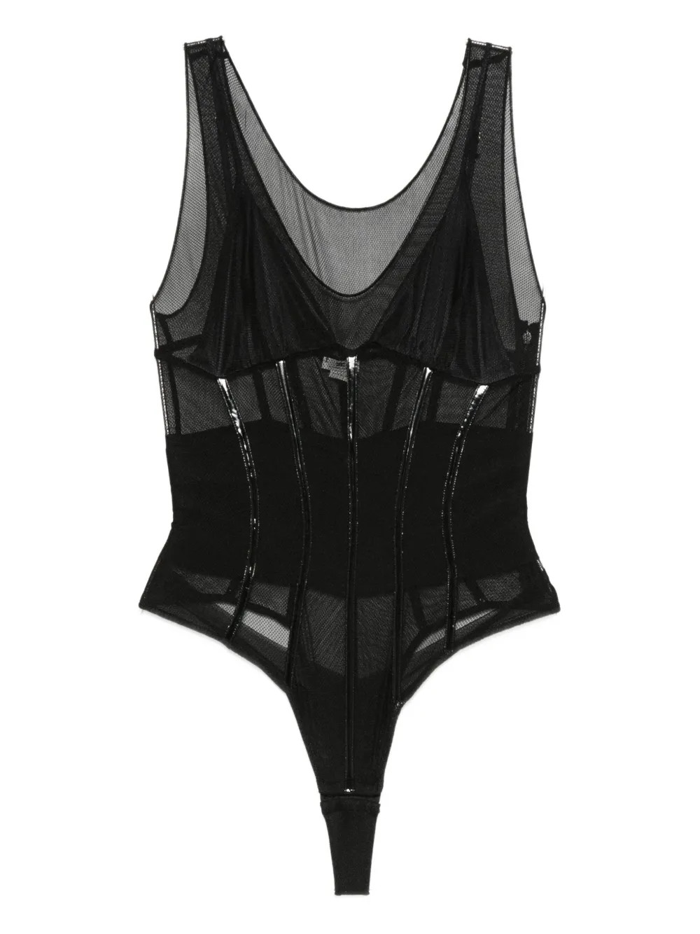 Elisabetta Franchi Mesh Panelled Bodie | Black | FARFETCH RO | Farfetch Global