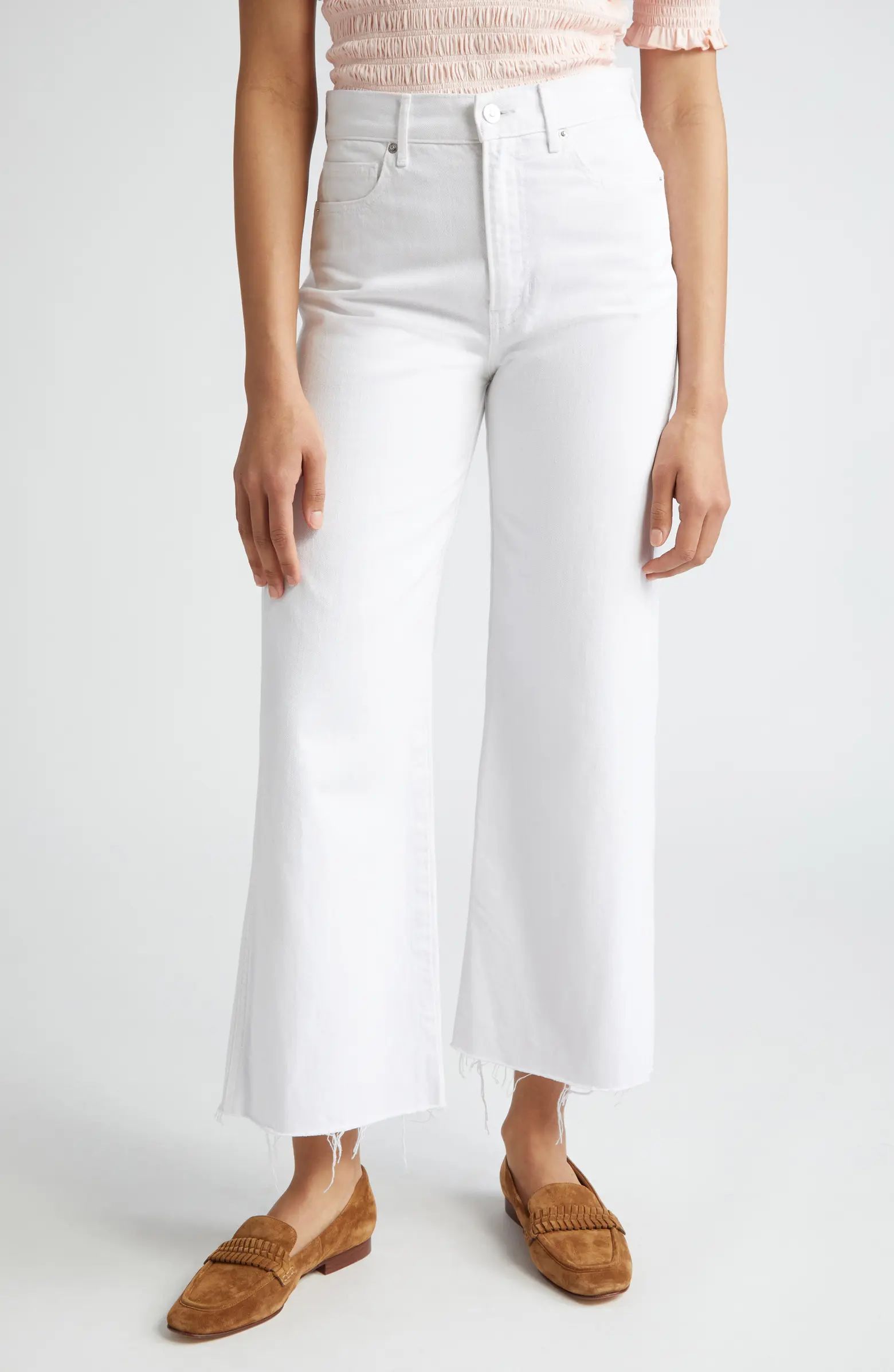 Taylor Raw Hem High Waist Crop Wide Leg Jeans | Nordstrom