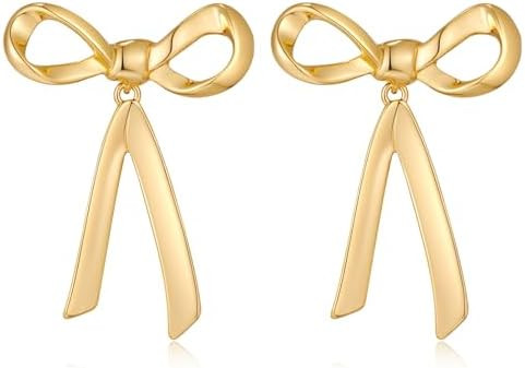 FAMARINE Gold Silver Bow Heart Stud Earrings for Women Hypoallergenic Cute Stud Earrings Jewelry | Amazon (US)