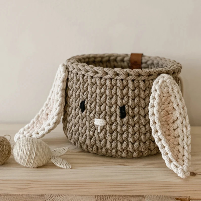 Crochet Easter Basket, Rabbit Basket, Egg Hunt, Handmade, Bunny Gift Bag, Gift for Child, Girl/bo... | Etsy (US)