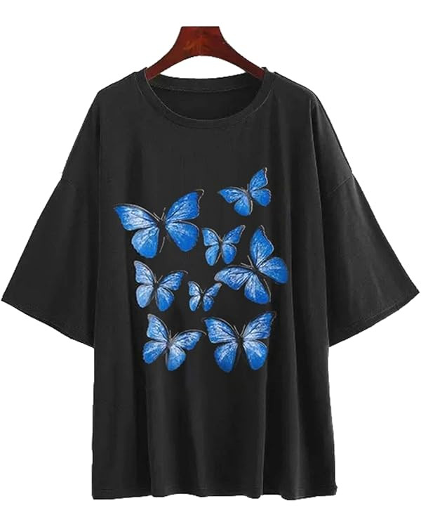 Fenxxxl Women's Short Sleeve Round Neck Oversized Shirt Graphic Tee Loose Casual Tshirt Tops | Amazon (US)
