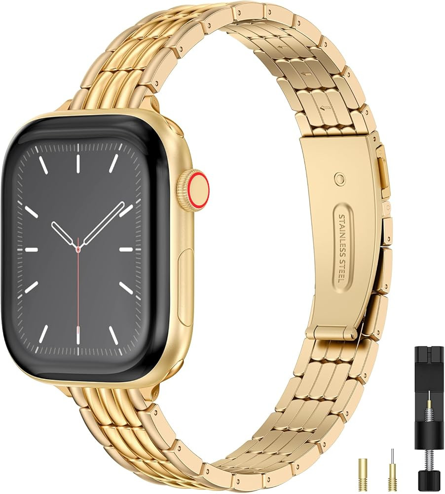 Wearlizer Thin Metal Band Compatible with Apple Watch Bands 41/40/38/44/45/46/49/42mm Stainless S... | Amazon (US)