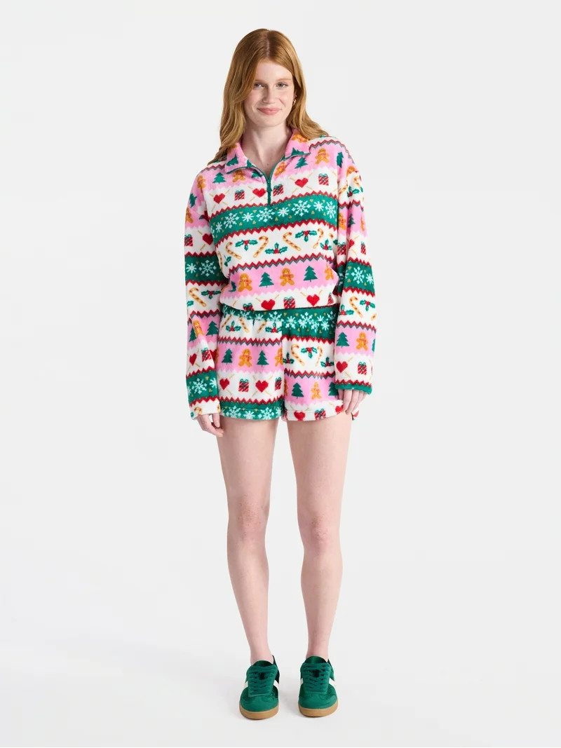 No Boundaries Pull-On Printed Plush Shorts, 2'' Inseam, Women's | Walmart (US)