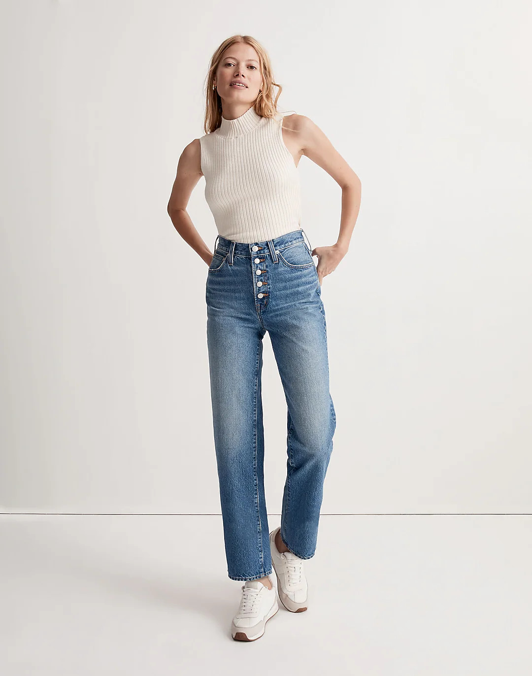 The Perfect Vintage Straight Jean in Becker Wash: Button-Front Edition | Madewell