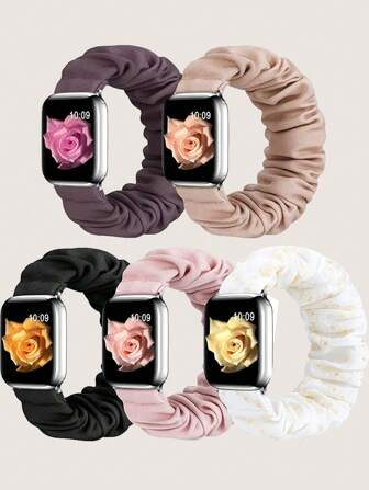 5pcs Scrunchie Design Watchband Compatible With Apple Watch | SHEIN