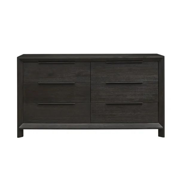 Bowery Hill 6 Drawer Solid Wood Dresser in Basalt Gray - Walmart.com | Walmart (US)