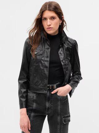 Vegan Leather Puff Sleeve Jacket | Gap (US)