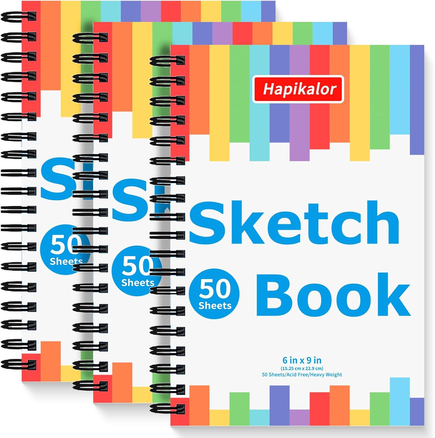 6" x 9" Sketch Pad for Kids, 3-Pack 50 Sheets Sketch Book Drawing Pad | Amazon (US)