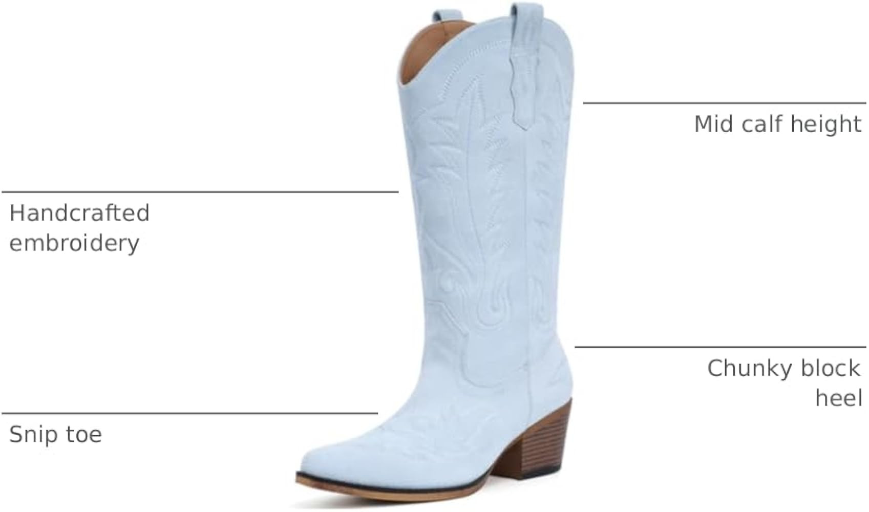 Suede Cowboy Boots for Women Western Mid Calf Cowgirl Boots with Embroidered, Retro Snip Toe Fash... | Amazon (US)