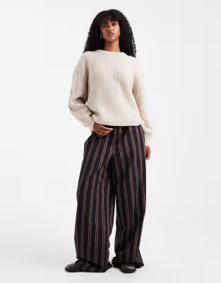 ASOS DESIGN wide leg pull on pants in stripes | ASOS (Global)