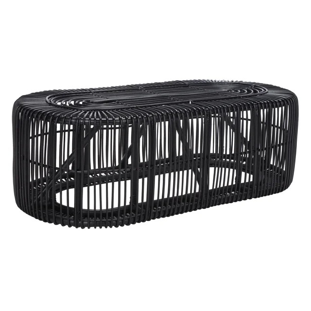 SAFAVIEH Jabez Coastal Oval Coffee Table, Black - Walmart.com | Walmart (US)