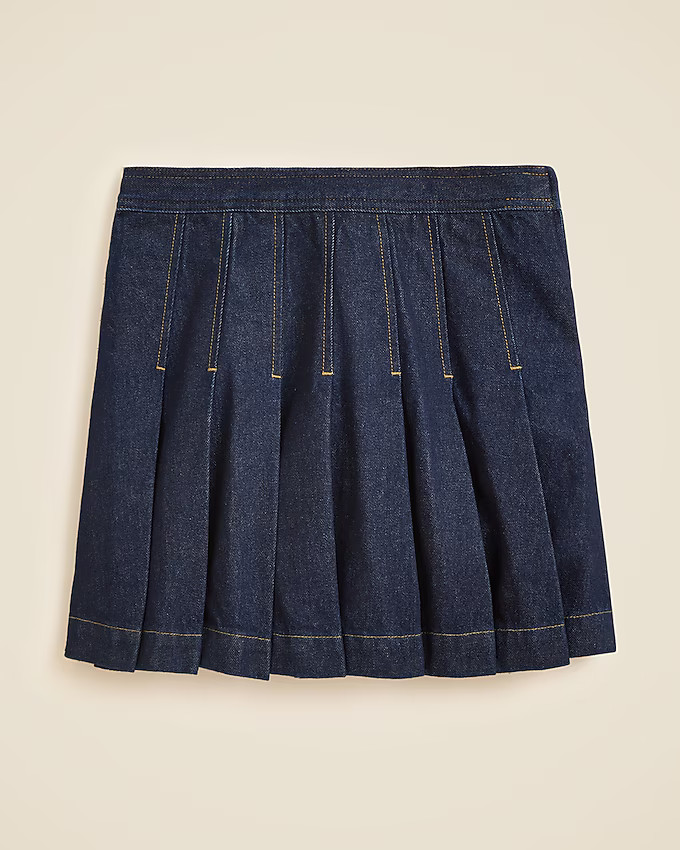 Pleated denim mini skirt | J. Crew US