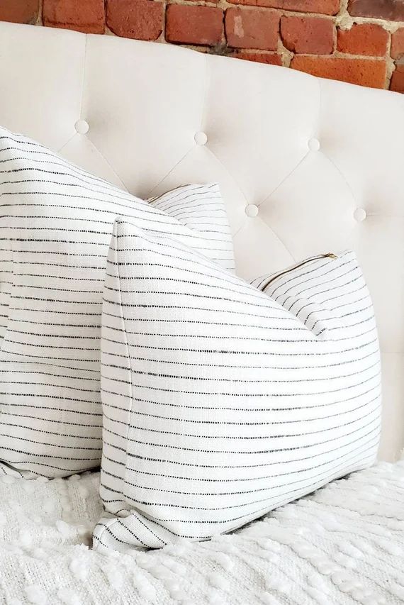 White and black pillow cover, white pillow with thin black stripes,  minimal throw pillow, stripe... | Etsy (CAD)
