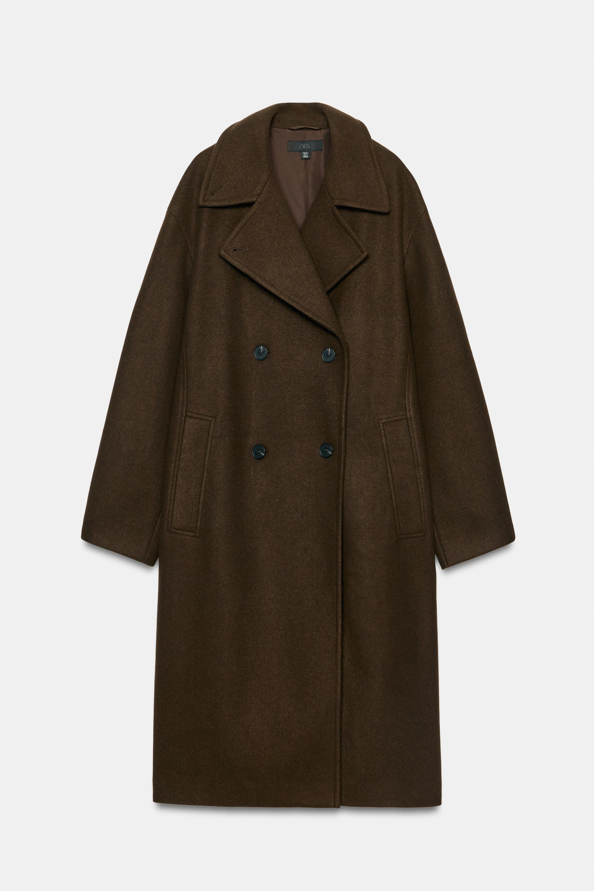 Zara - Soft Oversize Coat - Brown - L - Woman | Zara UK