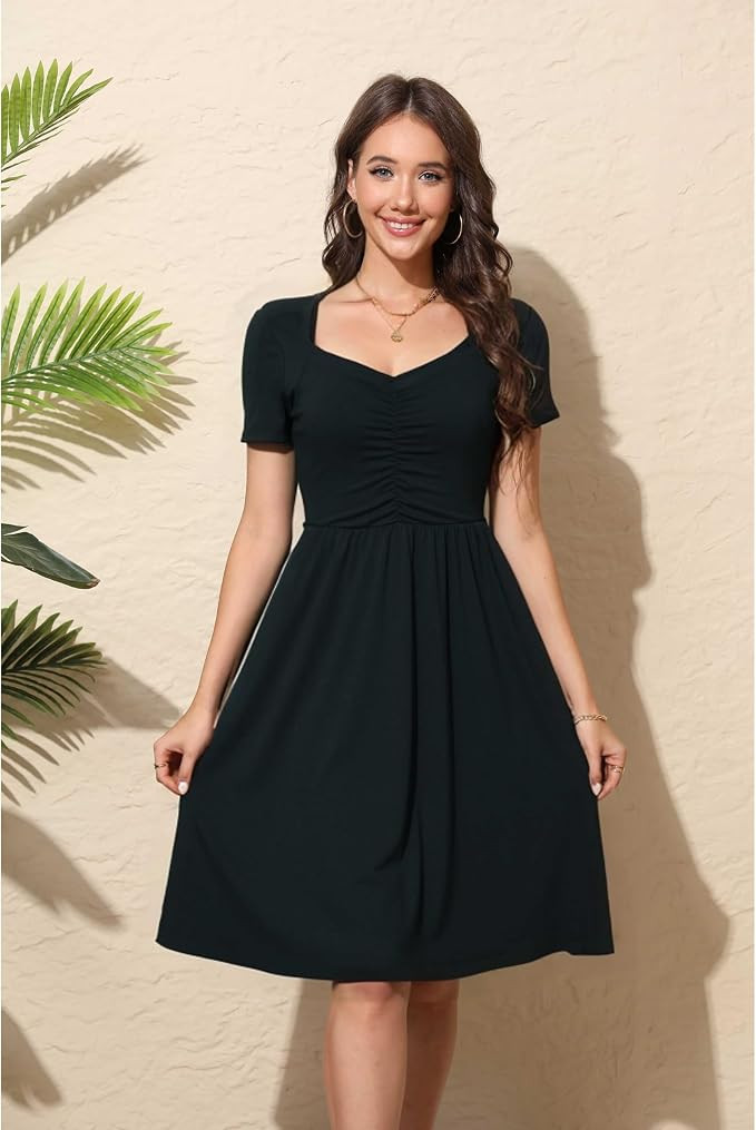 T Shirt Dress for Women Summer Casual Dresses for Women Ruched Party Swing A-Line Tshirt Dresses ... | Amazon (US)